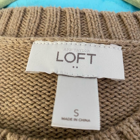 Tan and cream Loft three quarter sleeve sweater with white sequins - Picture 5 of 5